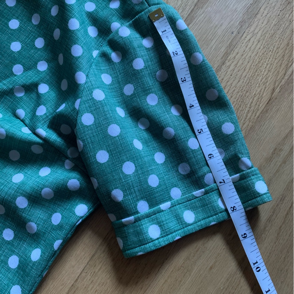 ✨VINTAGE✨ Jack Bryan // 1970s Green Polka Dot Pant Set - Picture 8 of 15